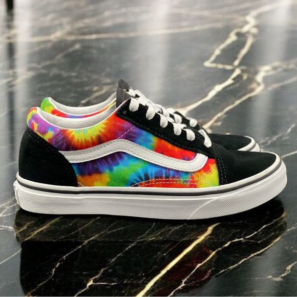 Vans Old Skool Tie Dye Black Rainbow Skate Shoes Women’s 5.5 - Picture 6 of 10